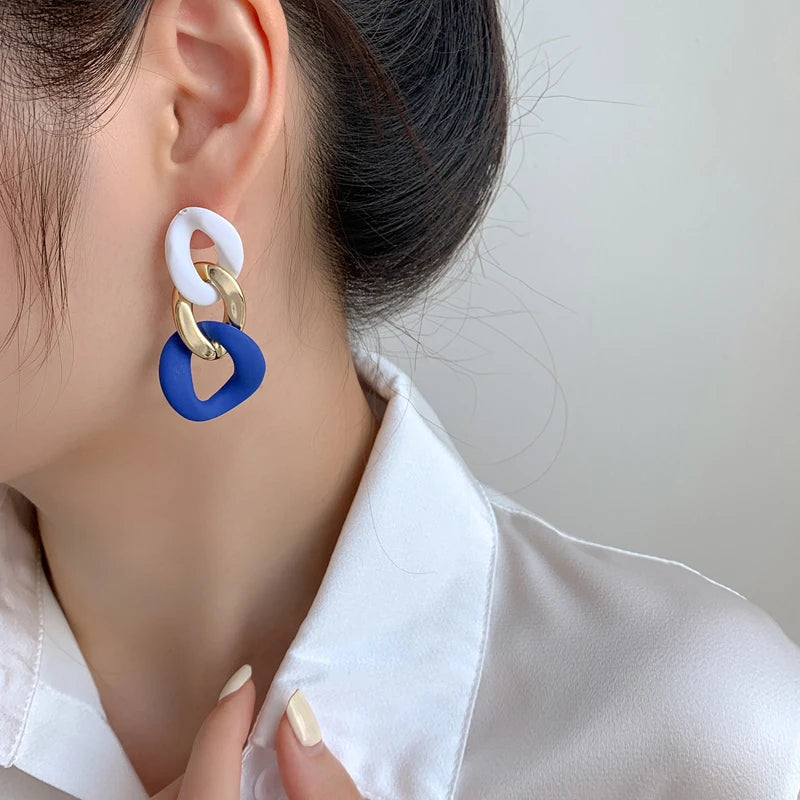 Color-Block Statement Resin Earrings