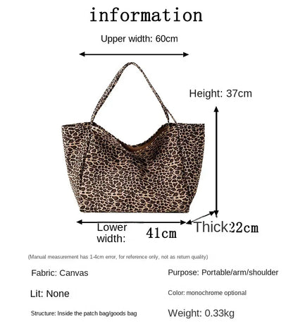 Leopard Motif Canvas Statement Tote