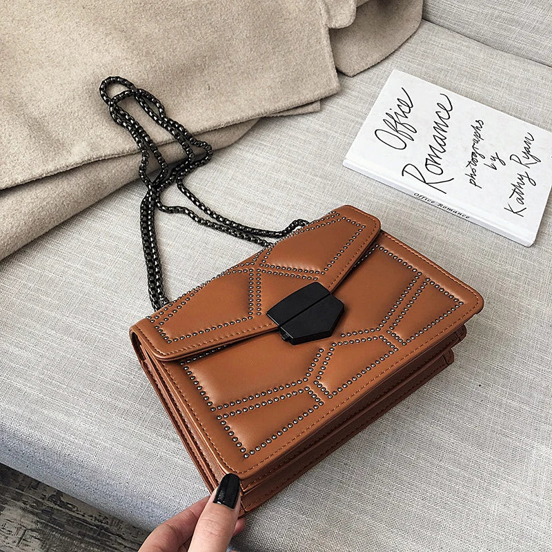 Vintage Rivet Designer Crossbody Bag