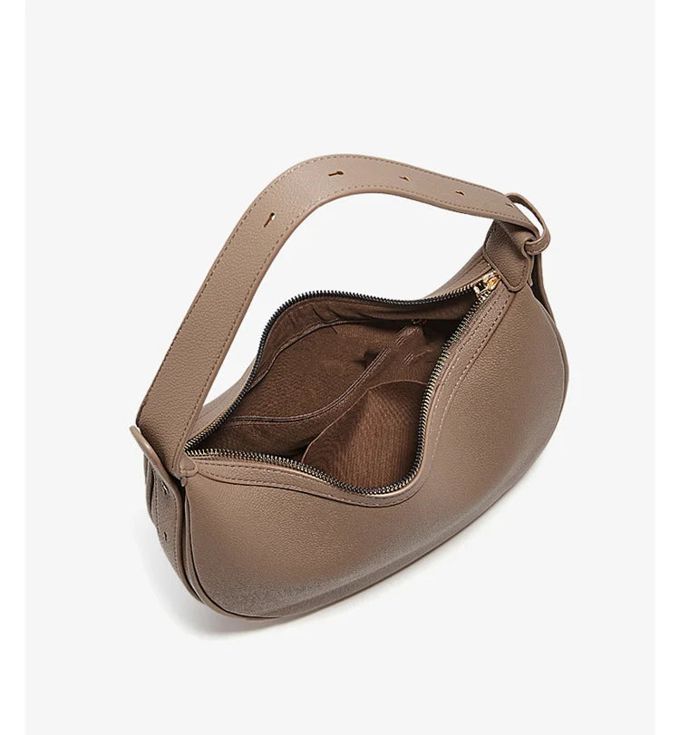 Minimalist Crescent Leather Underarm Bag