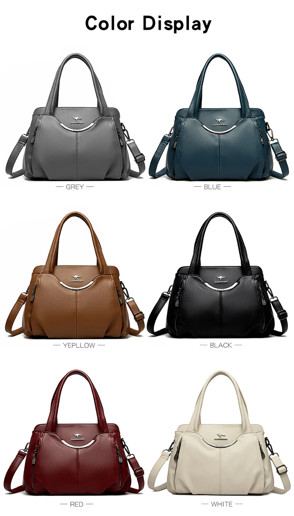 Multi-Pocket Soft Leather Designer Tote