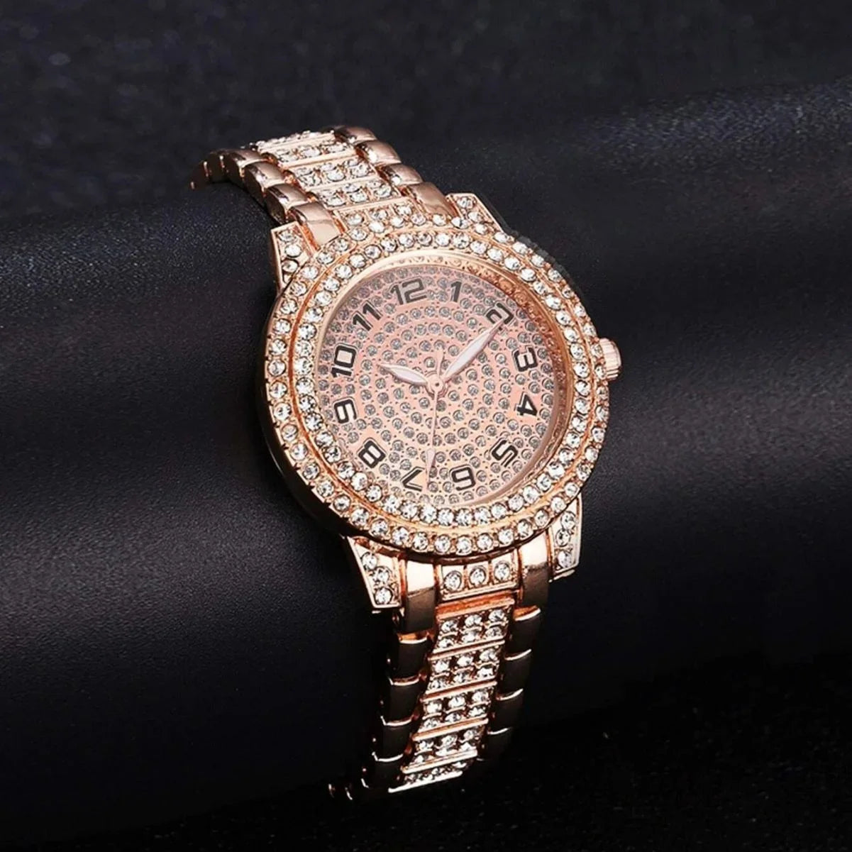 Hip-Hop Diamond Watch & Jewelry Set
