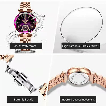 Rose Gold Steel Jewelry Watch