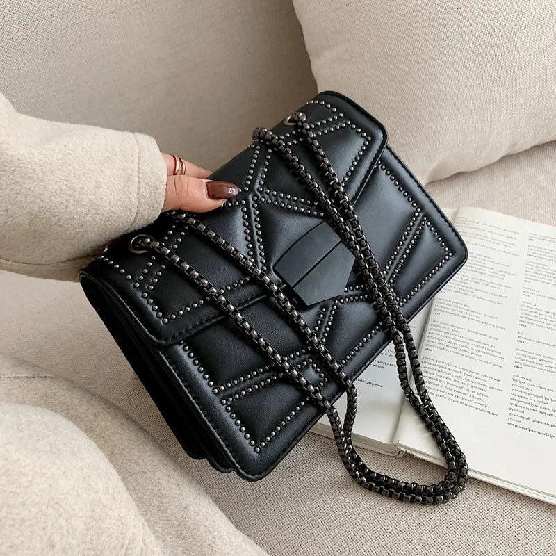Vintage Rivet Designer Crossbody Bag