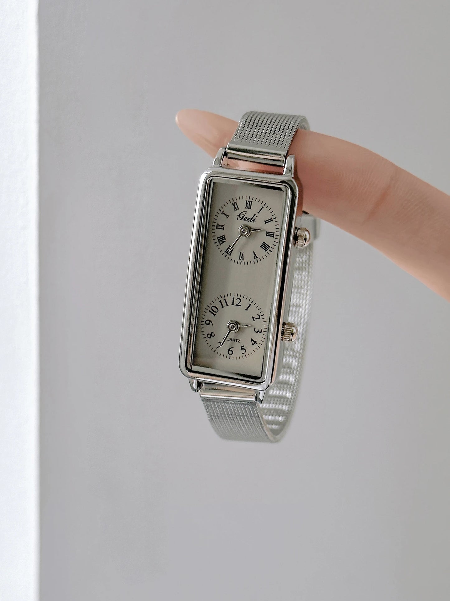Dual-Movement Retro Square Timepiece
