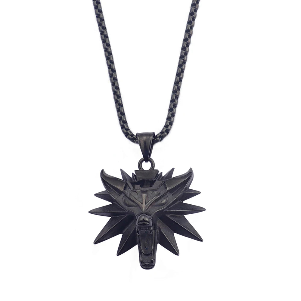 Viking Wolf Head Punk Necklace