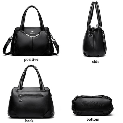 Multi-Pocket Soft Leather Designer Tote
