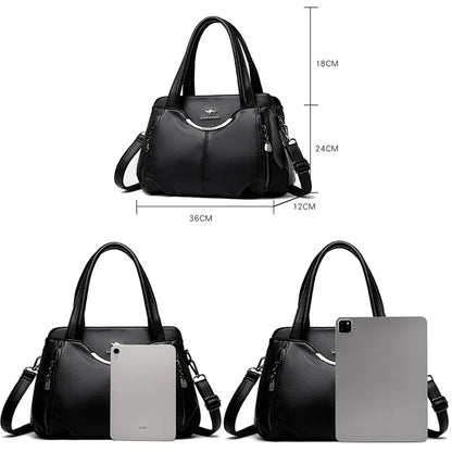 Multi-Pocket Soft Leather Designer Tote
