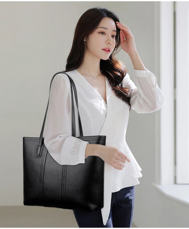 Designer Soft Leather Bucket Tote