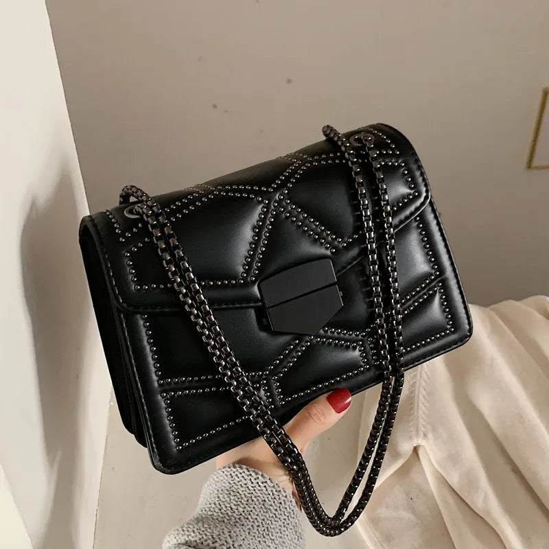 Vintage Rivet Designer Crossbody Bag