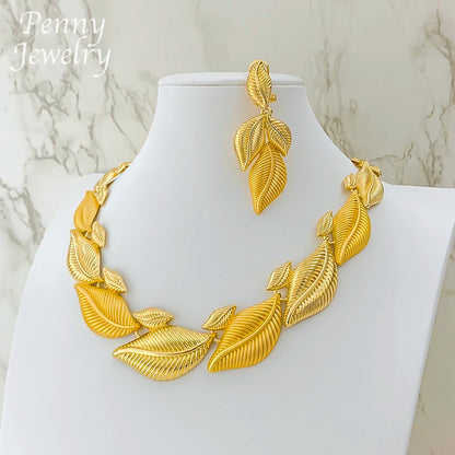 Leaf Shaped Gilded Choker Set
