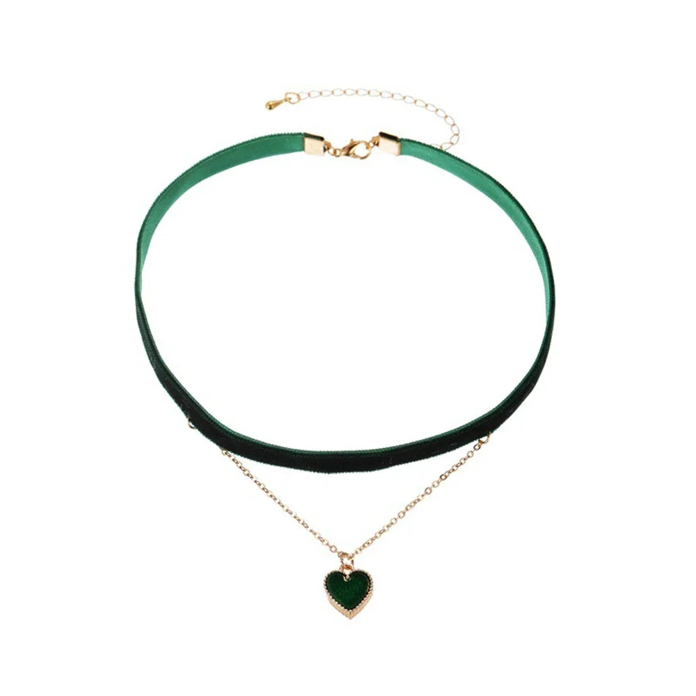 Gothic Velvet Double Love Necklace