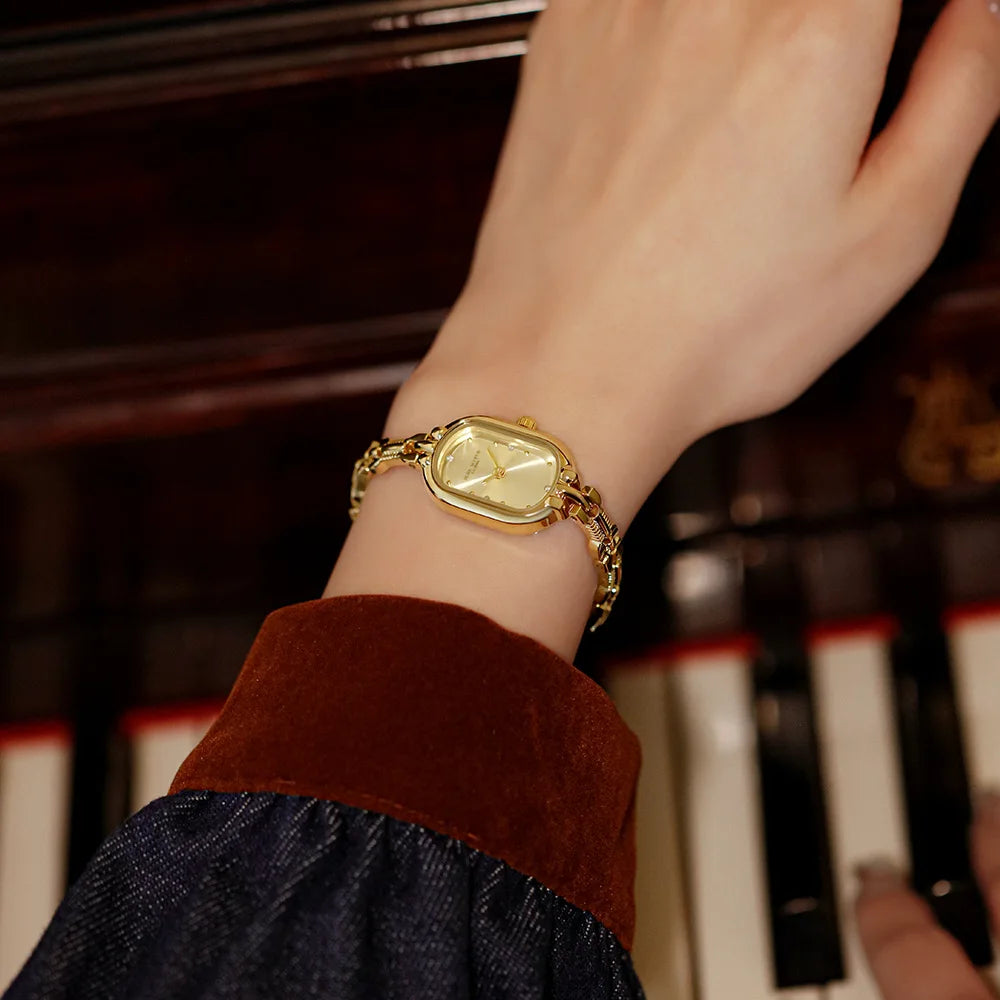 Japanese Movement Oval Gold Watch