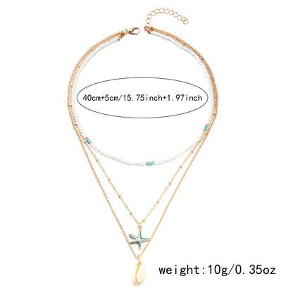 Bohemian Shell Polymer Bead Necklace