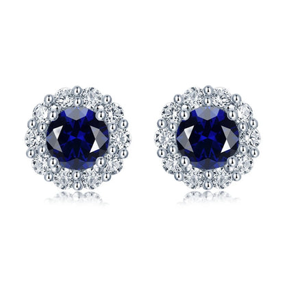 Round Cut Lab Sapphire Earrings