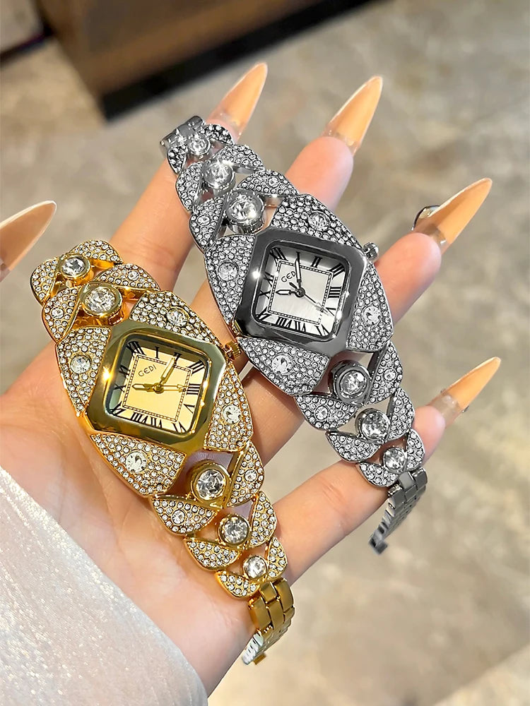 Roman Full Diamond Inlaid Watch