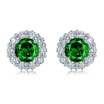 Round Cut Lab Sapphire Earrings