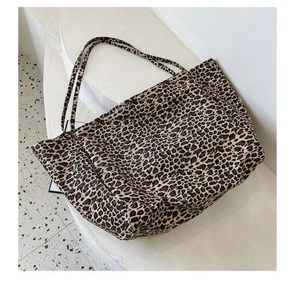 Leopard Motif Canvas Statement Tote
