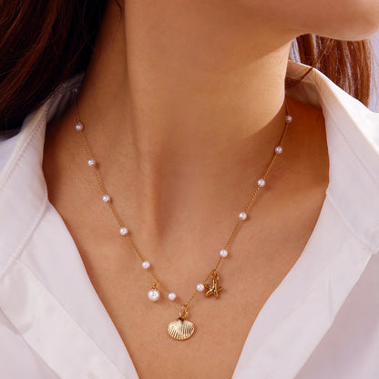 Bohemian Shell Polymer Bead Necklace