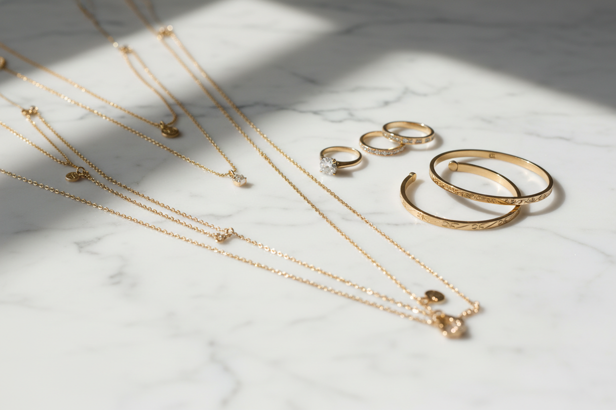 Luxury jewelry flatlay